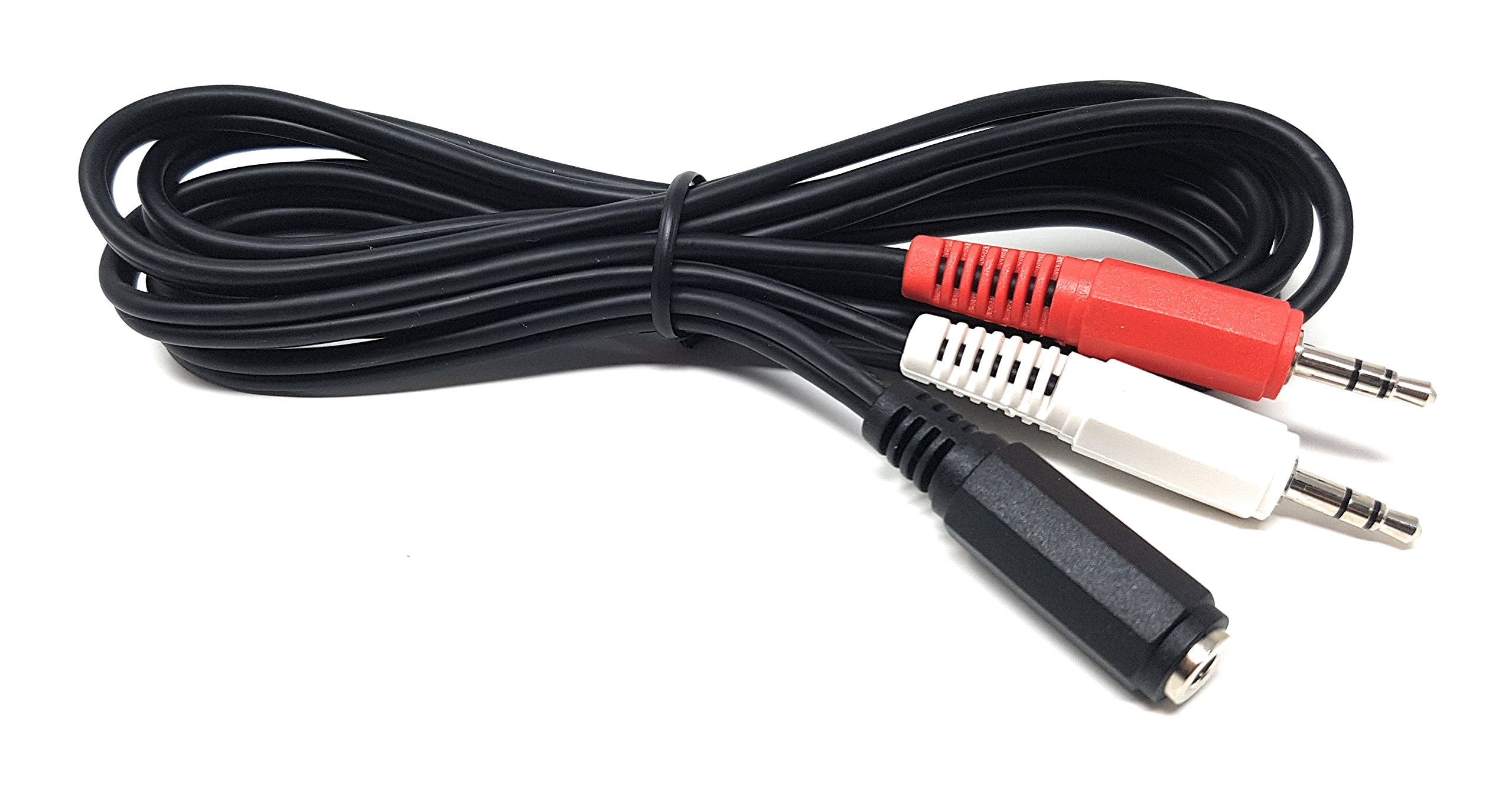 MainCore 1.8m long Twin 2 x 3.5mm Jack Plugs to 3.5mm Single Jack Socket Audio Aux Cable Adapter Extender Extension Cord Lead (Available 0.5m, 1.8m, 3m, 5m) (1.8m)