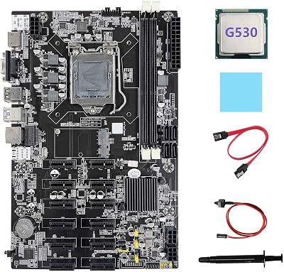 Lodokdre B75 12 PCIE ETH BTC Mining Motherboard G530 CPU Cables Thermal Kit