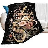 Golden Snake Blanket Fantasy Floral Reptiles Throw Blankets Gifts for Girls Boys Kids Snake Lover Soft Cozy Fleece Plush for Couch Sofa Bed 50"x40"