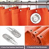 Shower Curtain 182x182 cm Waffle Fabric with Metal Hooks Orange view 4