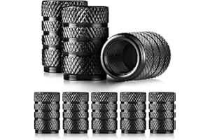 Valve Stem Caps, 8 Pcs Tire Valve Caps, Anodized Aluminum Valve Stem Caps for Cars, Bikes, Trucks, SUVS, Motorcycles (Black)