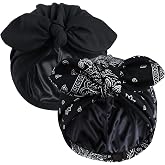 Ababalaya Satin Lined Beanies for Women Chemo Headwear Sleep Cap | Boho Stylish Adjustable Non Slip Sleep Bonnets Super Soft Silky Linning OEKO certified fabrics and accessories
