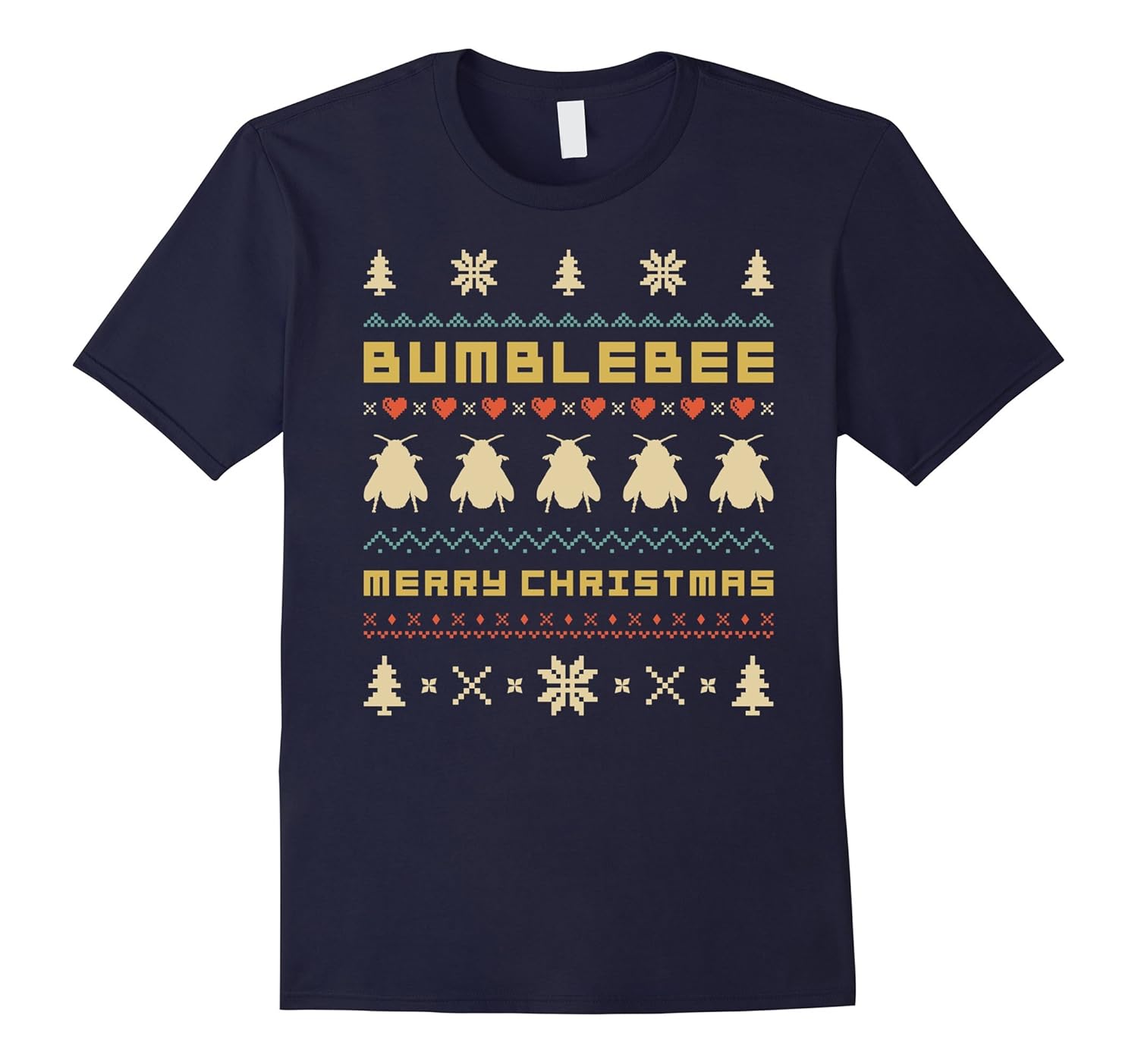 BUMBLEBEE Christmas T-Shirt, Ugly Christmas Sweater T-shirt-Rose