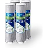 High Capacity Coconut Shell Carbon Block Water Filter 5 Micron Cartridge 4.5" x 20" for Universal Whole House System WELL-MATCHED with CB-45-2005, FC25B, FLTWH2045C02 and PRL-RCL (4 Pack)