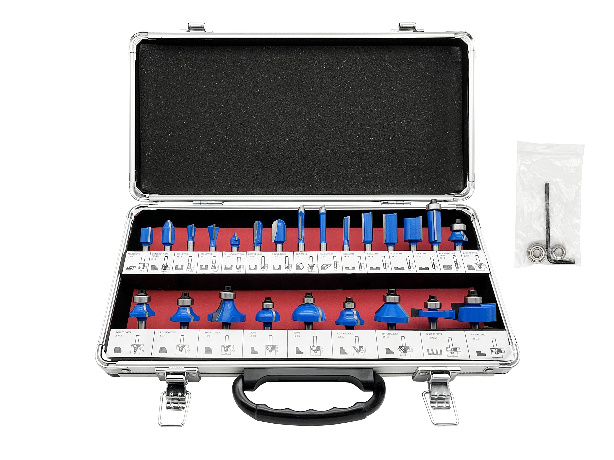 Carbide Tipped Router Bit Set (24PCS) with 6.5mm Shank Wood Milling Saw Cutter, Multi Purpose (Woodworking Tools for Home Improvement and DIY)