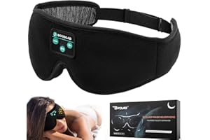Boodlab Sleep Headphones, Sleep Mask with Bluetooth Headphones, Washable Sleep Mask Headphones with Adjustable Ultra Thin Stereo Speakers Microphone Hands Free for Travel
