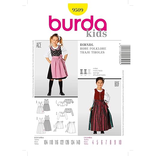Burda Kinderdirndlschnittmuster (104-140)