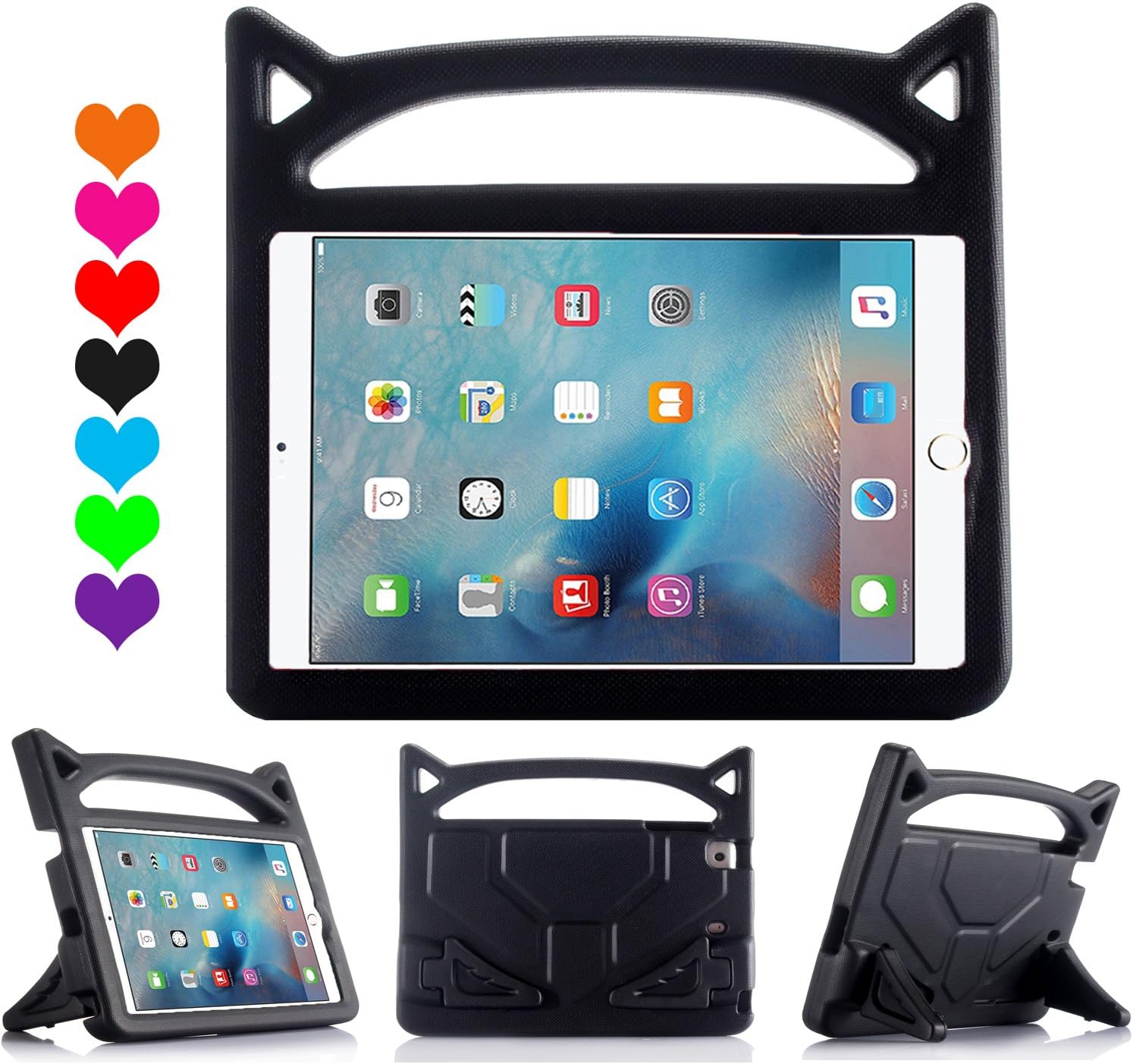 Lmaytech iPad 9.7 2018 & 2017 Release/iPad Air Case, Light Weight Shock Proof Handle Stand Case Cover Kids Friendly for Apple iPad 9.7" (6th Gen, 5th Gen) / iPad Air (Black)