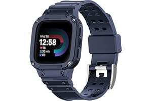 MiRUSI Compatible For Fitbit Smart Watch Versa 4/3/2/1/Fitbit Versa Lite/Fitbit Sense 2/Fitbit Sense Bands with Case, Protective Case Strap Rugged Sport Protect Wristbands For Men Women