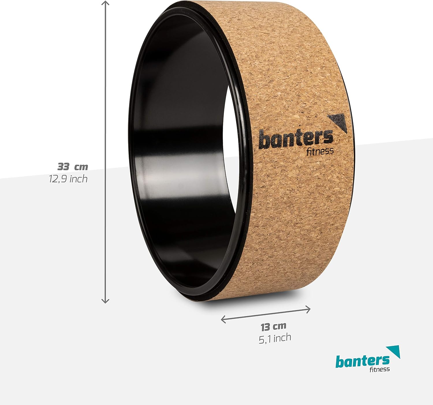 banters Yoga Wheel for Back Stretching Natural Cork, Extra Strength, Poster with Exercise Poses included, Brown - Image 4
