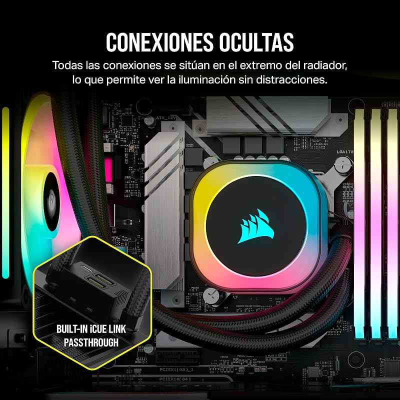 Cooler líquido para cpu corsair icue link h115i rgb rgb - 280mm aio - ventiladores qx140 rgb - compatível com intel® lga 1700, amd® am5 - hub de sistema icue link incluído - preto