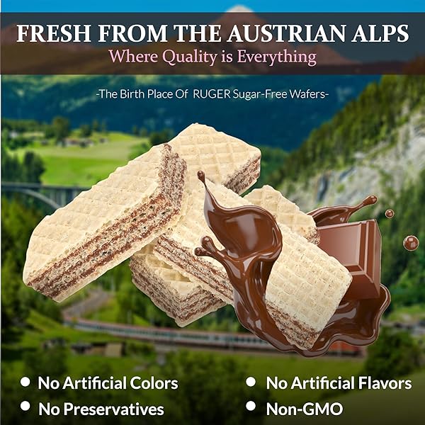 RUGER SUGAR-FREE CHOCOLATE WAFERS 1.6 OUNCE (PACK OF 12) – DELICIOUSLY CRISP AND GUILT-FREE CHOCOLATE TREATS WITH NATURAL INGREDIENTS, NON-GMO, VEGAN, NO ARTIFICIAL COLORS OR FLAVORS – PERFECT FOR WEDDINGS, ANNIVERSARIES, BIRTHDAYS, AND EVERYDAY SNACKING