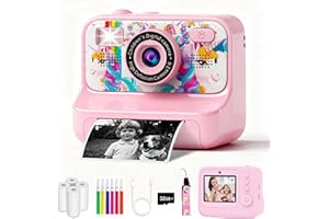 KALINCO Kids Camera, Upgrade Kids Camera Instant Print, Front Rear Dual Selfie Digital CAM with 1080P Videos, Portable Travel Toy with Games and Music, Christmas Birthday Gift for Boys, Girls and Teens