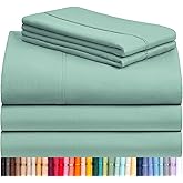 LuxClub 5 PC Split King Sheet Set Bed Sheets Deep Pockets 18" Eco Friendly Wrinkle Free Cooling Sheets Machine Washable Hotel Bedding Silky Soft - Light Teal Split King