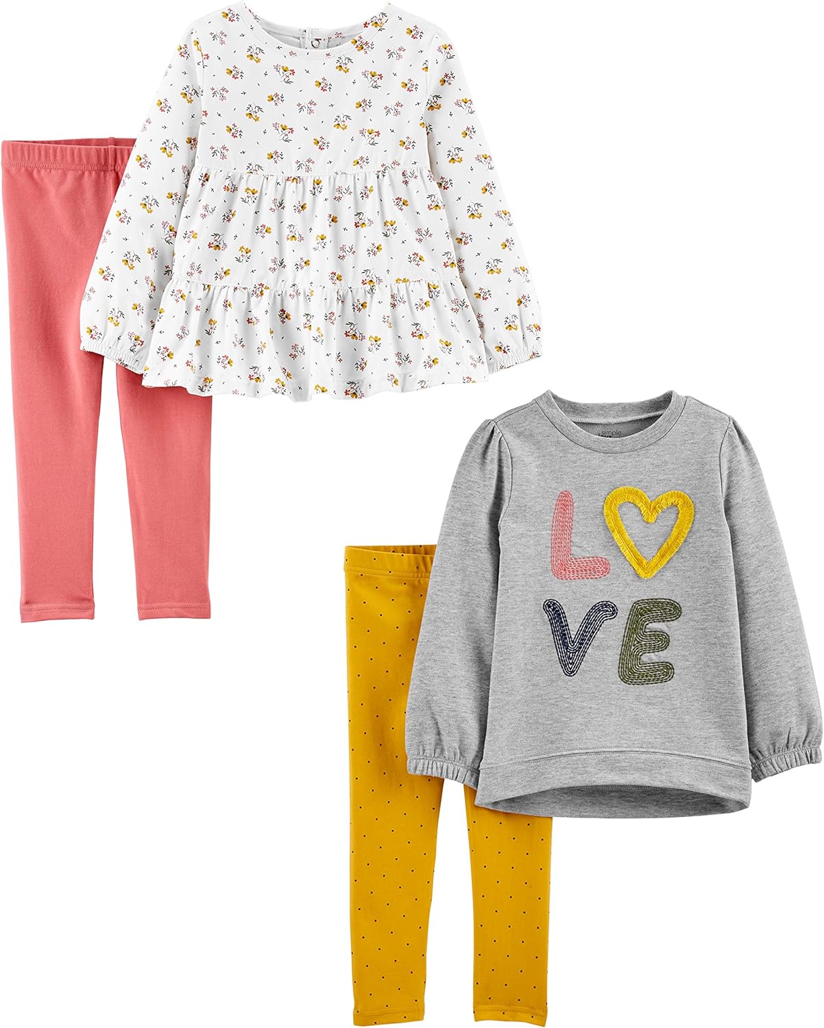 Simple Joys by Carter's Girls' 4-Piece Long-Sleeve Shirts and Pants Playwear Set: Clothing