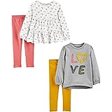 Simple Joys by Carter's Girls' 4-Piece Long-Sleeve Shirts and Pants Playwear Set