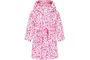 CJMJXPH Kids Toddler Boys Girls Fleece Robe Soft Hooded Bathrobe Pajamas Sleepwear 2-16 Years