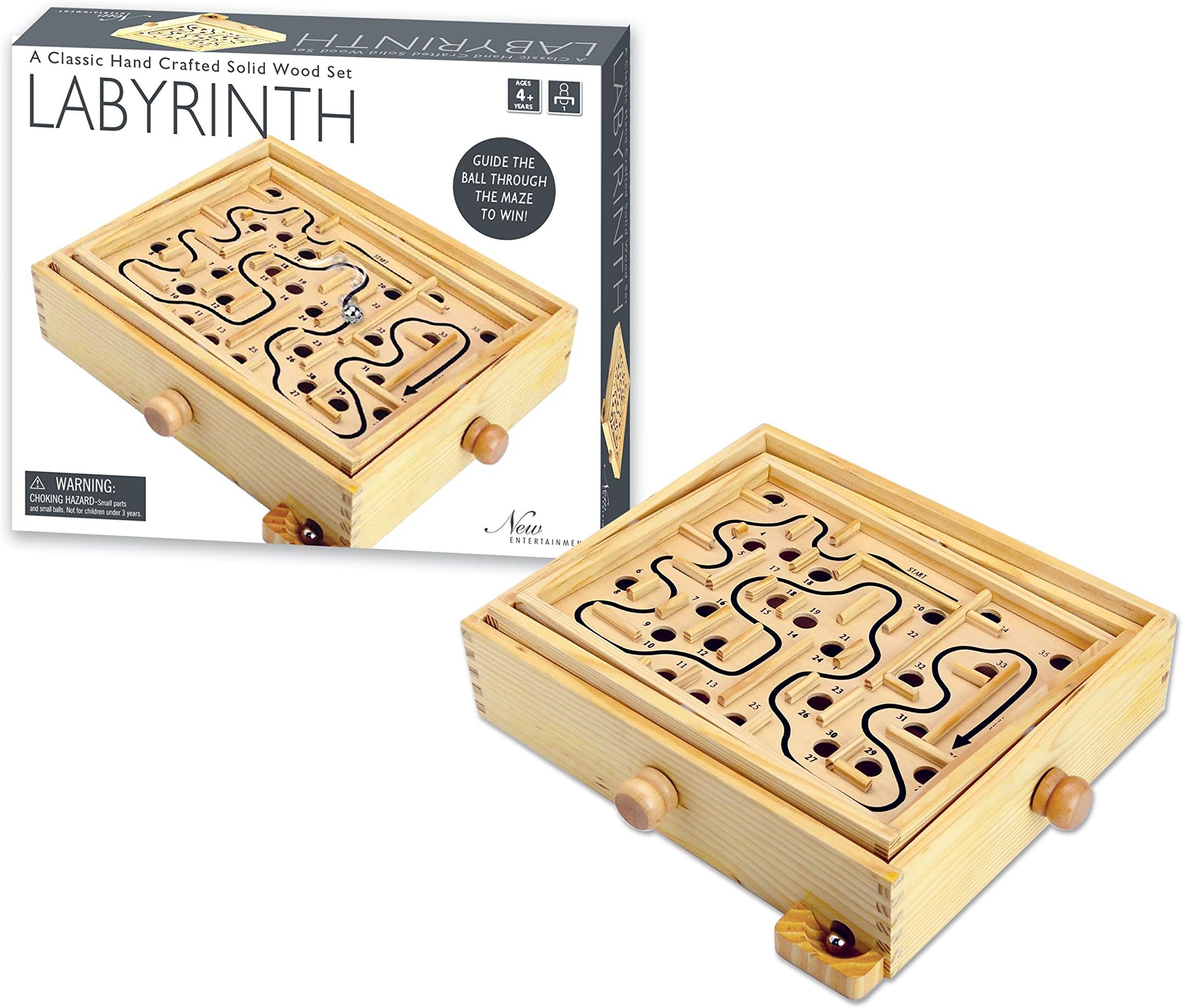 New Entertainment Wooden Labyrinth Game (1 Player)