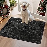 BEQHAUSE Dirt Trapper Door Mat 20" x 32", Non-Slip Doormats Washable Entryway Rugs, Stain Resistant Dog Door Mats Absorbent Welcome Floor Mat for Front Back Door, Mud Wet Shoes & Paws, Black