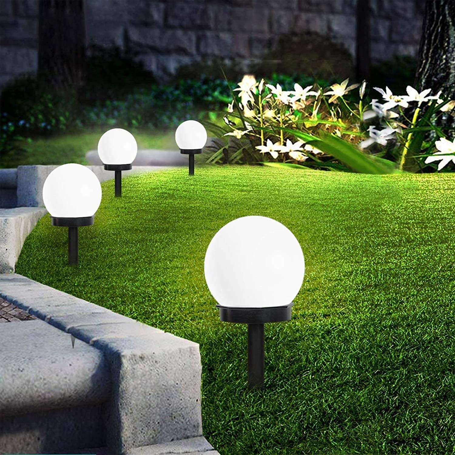 Photo 1 of Solar Lights Outdoor, 8 Pack LED Solar Globe Powered Garden Light Waterproof for Yard Patio Walkway Landscape In-Ground Spike Pathway, Cold White