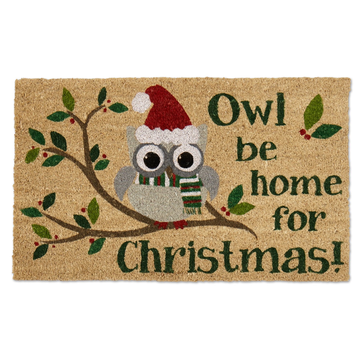 DII Decorative Holiday Doormat, Front Porch Décor, Coir Polyvinyl Chloride, Owl Be Home, 17x29 — image 1