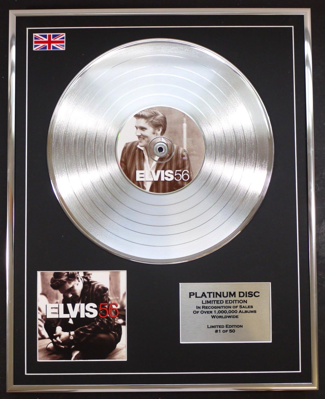 ELVIS PRESLEY/LTD EDITION CD PLATINUM DISC/56, Silver, 50.8L x 40.6W cm