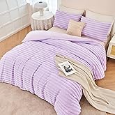 ANGIYUIN Faux Fur Twin Duvet Cover Set for Kids Girls Purple Fluffy Fuzzy Bedding Cover Sets 3 Pieces Plush Shaggy Comforter Cover Sets for All Season(Purple Twin)