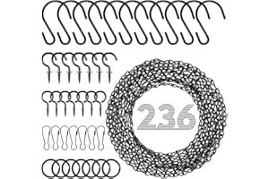 Tsocent Metal Hanging Chain, 236 Inch Black Chains for Plants, 12×S Hooks, 12×Buckles, 12×Rings, 24×Screw Hooks for Bird Feeder, Planter, Wind Chimes (Black)