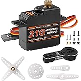 Miuzei 21G Micro Servo Motor Metal Geared Mini Digital Servo Kit with 25T Horn for 1/14 1/16 1/18 RC Car Robot Helicopte (1)