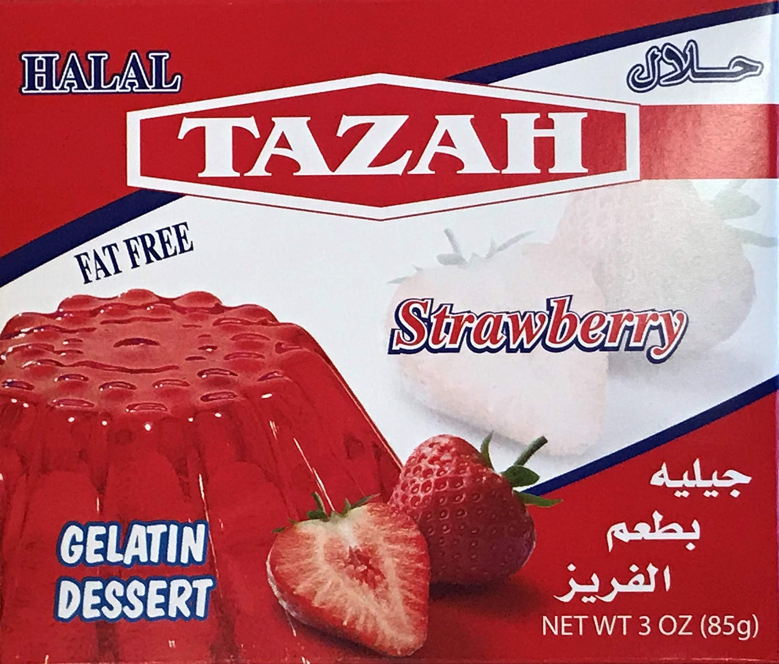 Tazah  Halal  Gelatin Dessert Fat Free Strawberry Flavor 3 Oz