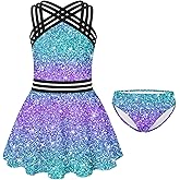 ADUKIDE Girls Tankini Swimsuits Swimdress Criss Cross Straps Two Piece Bathing Suit Size 7-18T