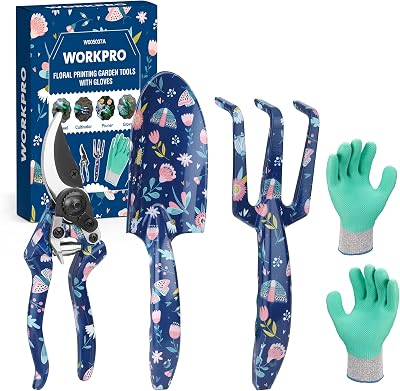 WORKPRO 4 Piece Garden Tools Set Stainless Steel Hand Tools with Ergonomic