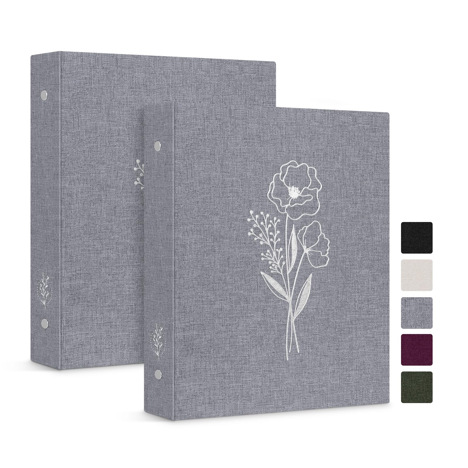 Lanpn Aesthetic A5 6 Small Ring Binder 2 Packs, Linen Cover 0.75 inch Round Rings Can Holds A5 Paper for Home Office School Journaling Collections (Grey)