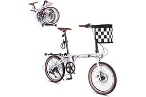 20 Inch Folding Bike, 7-Speed Foldable Bike for Adults Women Men, Folding Bicycles with Basket for Adults, Commuter Bikes wit