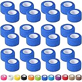 24 Pack Self Adhesive Bandage Wrap, 1 in x 5 Yards Non-Woven Self Adherent Cohesive Bandage, Vet Wrap Wound Tape for Thumb Finger Wrist Knee Ankle, Royal Blue