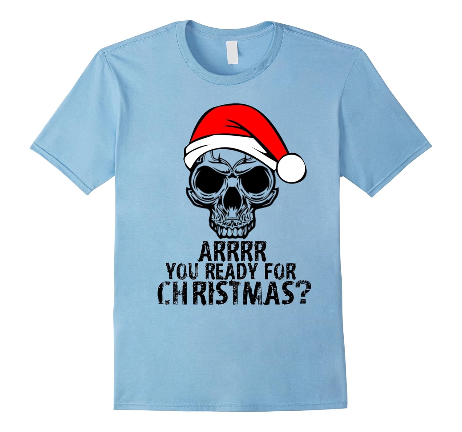 Pirate Skull Eye Patch Santa Hat Arrr Christmas T-Shirt-Rose