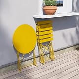 Grand patio Folding Bistro Set 3 Pieces Yellow Weather Resistant view 2