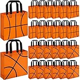 Sweetude 24 Pcs Basketball Gifts Bags Non-woven Sport Party Favor Bags with Handles 7.9 x 7.9 x 3.15 Inches Ball Themed Goodies Candy Treat Packing for Sports Birthday Baby Shower Party Supplies