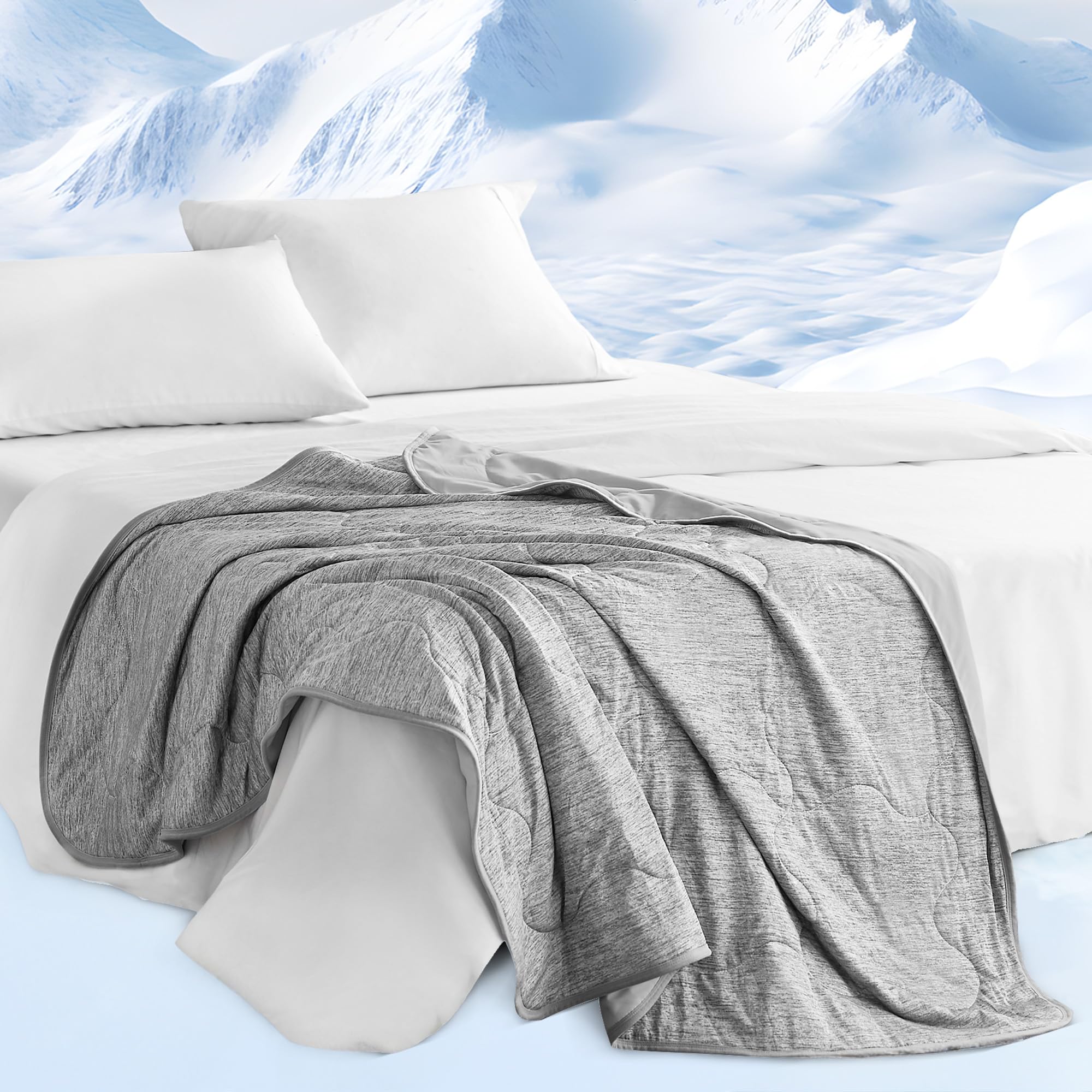 Photo 1 of Sharper Image Cozy Jersey Knit Throw Blanket Ultra-Soft & Cooling Touch Throw Chic Ogee Quilting, All Season & Lightweight Summer Throw Blanket Cozy T-Shirt Handfeel, Gift Ready, 50x60, Grey
