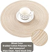 SHACOS Round Placemats Set of 6 38cm Beiges Braided Woven Heat Resistant view 2