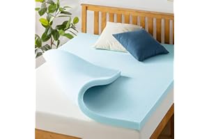 Best Price Mattress 2.5 Inch Ventilated Memory Foam Mattress Topper, Cooling Gel Infusion, CertiPUR-US Certified, Twin XL,Blue