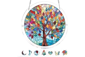 Acrylic Jigsaw Puzzle Suncatcher, 20cm/7.9in Acrylic Puzzle Sun Catcher, for Doors Garden and Window Hanging&Birthday Gift (V