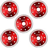 AOKLIT 5 Pcs Diamond Saw Blades, 4-1/2 Inch Super Thin Tile Blade, Diamond Blade for Angle Grinder Cutting Porcelain Tile Gra