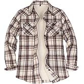 ThCreasa Womens Sherpa Lined Flannel Jacket with Hand Pockets, Plaid Button Down Fuzzy Shirt Jackets
