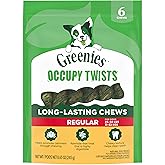 Greenies Occupy Twists Natural Dog Treats Regular Size Dog Chews Long Lasting Chicken Flavor, 8.65 oz. Pack, 6 Count