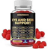 Eye & Skin Support Gummies – Lutein 20mg, Zeaxanthin, Lycopene, Astaxanthin, CoQ10, Omega-3 DHA, Hyaluronic Acid, Vitamin C & E – Vision & Skin Hydration Chewables with Antioxidant Botanicals