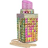 Sheiyeah Women Lipstick Shape Inlaid Rhinestone Crystal Glitter Evening Bags Purses Clutch Sparkly Banquet Handbag | Lipstick Shape