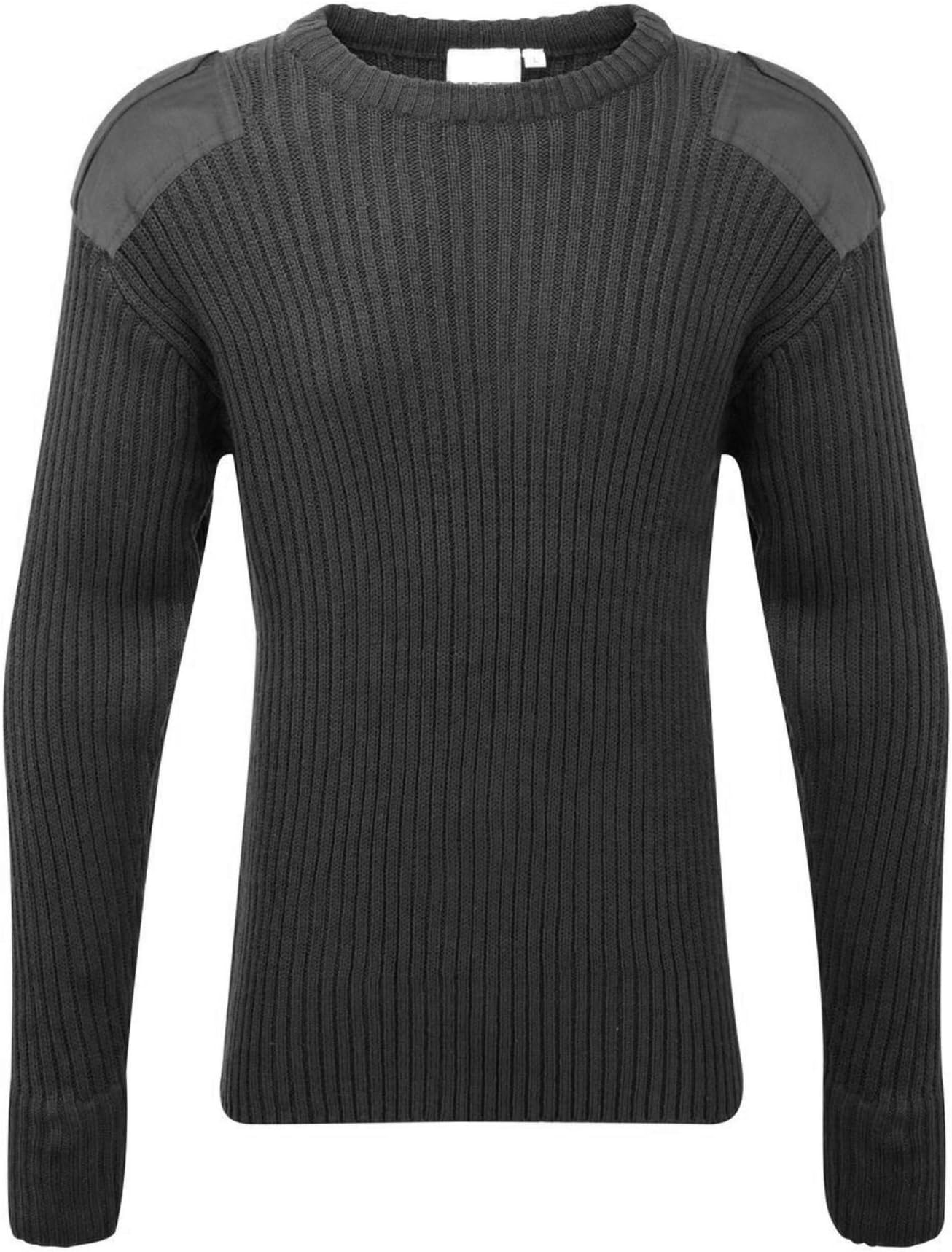 WetplayAdults Crew Neck Military Army Security Pullover Jumper Commando Sweater Police MOD NATO SAS Knitted with Patches Black Navy Blue Olive Green