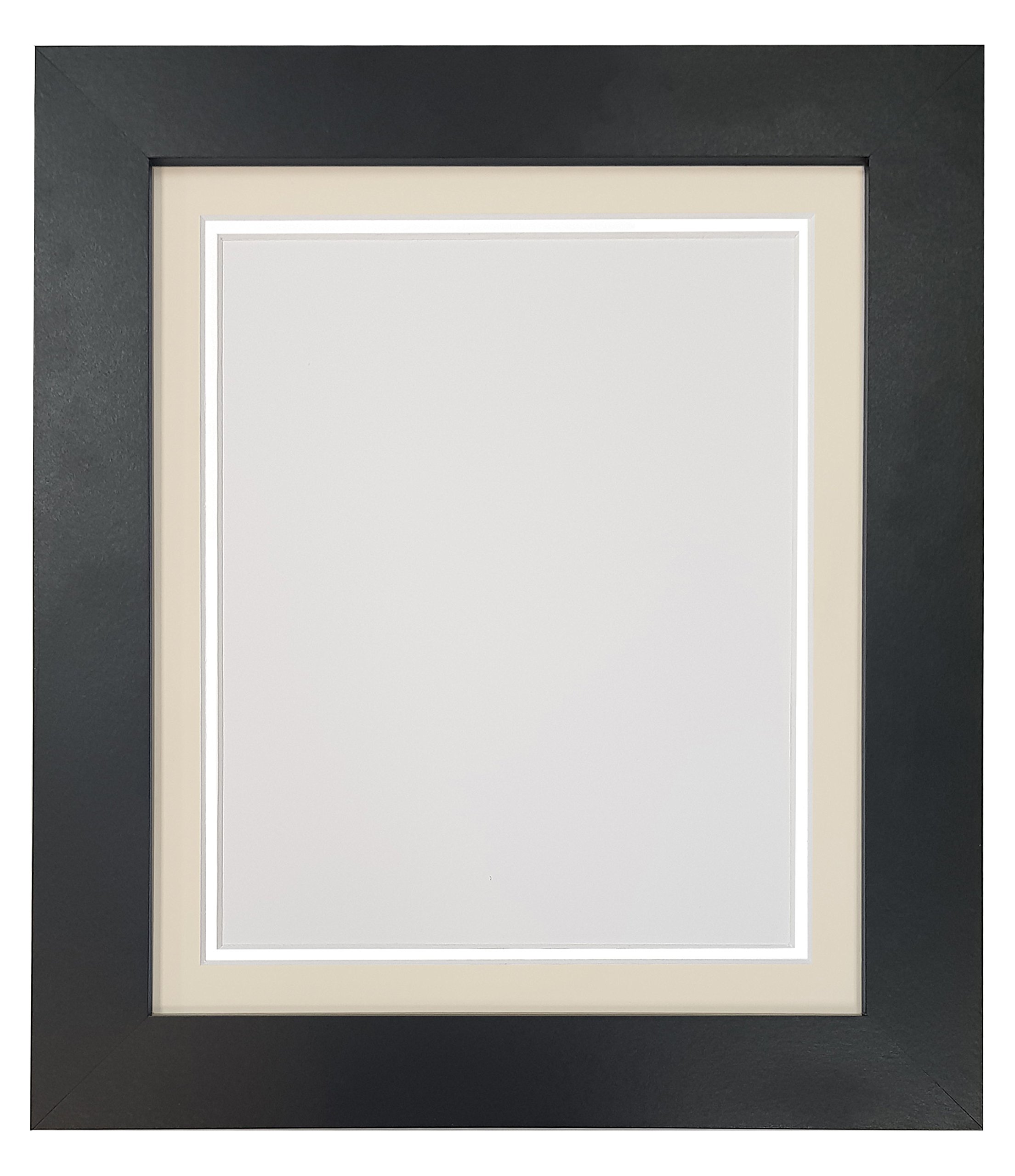 Metro Black Photo Picture Poster Frame with Double Ivory on White Mount A3 for Image Size A4