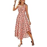 VOTEPRETTY Women's Summer Dresses 2025 Spring Sundresses Vacation Beach Outfit Tropical Hawaiian Midi Maxi Vestido Plus Size Casual Trendy Sun Fashion Cruise Floral(Colorful Floral Orange,S)